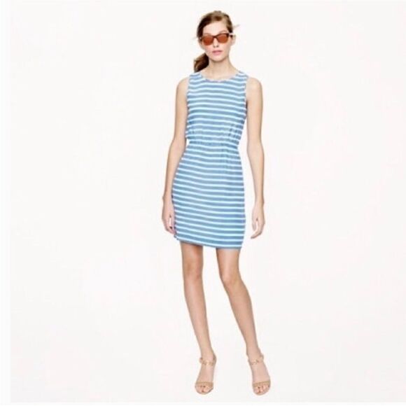 J. Crew Blue & White Stripe Silk Summer Dress - Picture 1 of 9